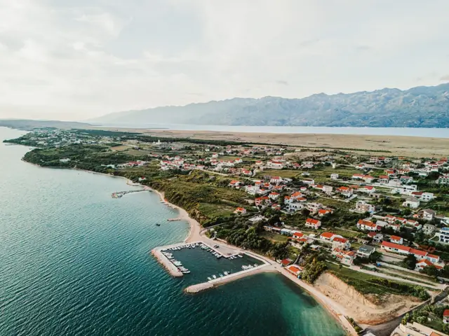 Aerial view of the Adriatic coastline near Ražanac
