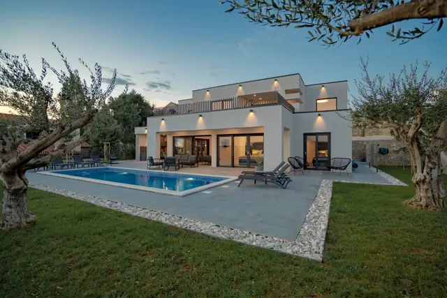 Villa Kara Sevda and pool at sunset