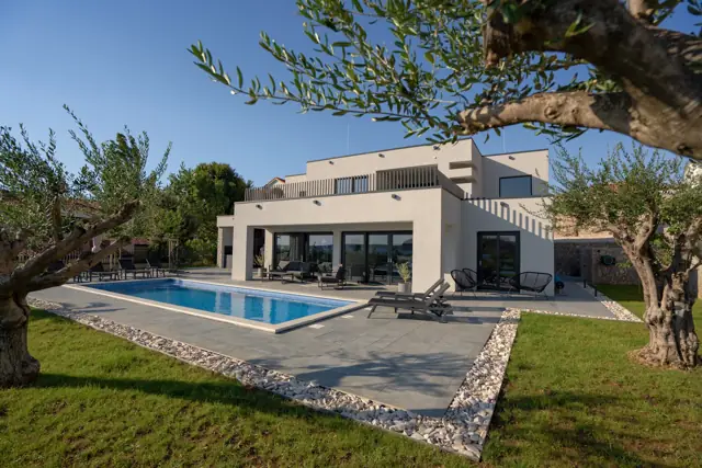 Villa Kara Sevda, private pool and olive garden in daylight