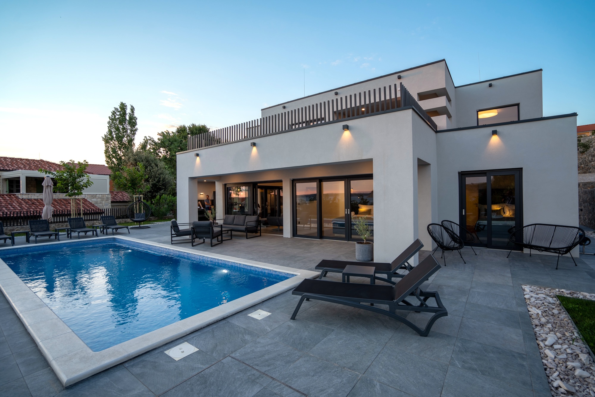 Heated pool and terrace at Villa Kara Sevda